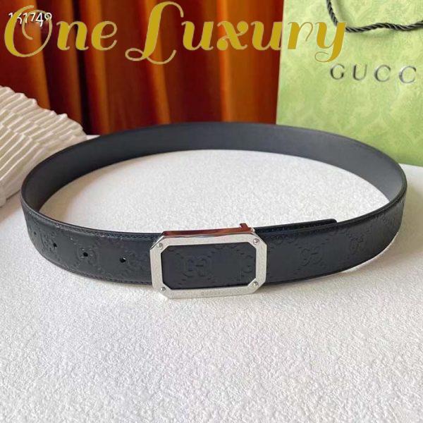 Replica Gucci Unisex Signature Leather Belt Black Leather Rectangular Buckle Trademark 3.8 CM Width 3