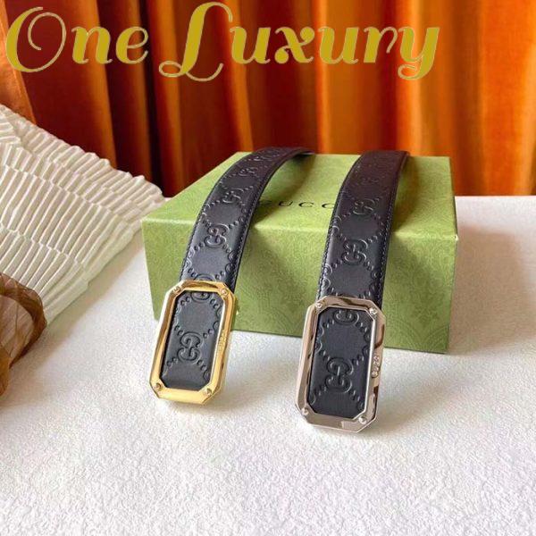 Replica Gucci Unisex Signature Leather Belt Black Leather Rectangular Buckle Trademark 3.8 CM Width 9