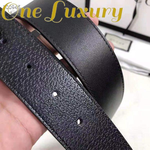 Replica Gucci Unisex Wide Leather Belt with Double G Buckle 4 cm Width-Black 8