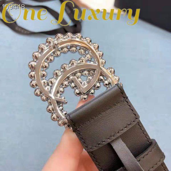 Replica Gucci Women GG Leather Belt with Double G Buckle 4 cm Width-Black 9
