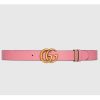 Replica Gucci Women GG Leather Belt with Double G Buckle 4 cm Width-Black 13