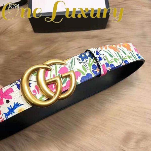 Replica Gucci Women Ken Scott Print GG Marmont Belt Double G Buckle 4 cm Width 8