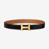 Replica Hermes Men H Belt Buckle & Reversible Leather Strap 32 mm-Brown