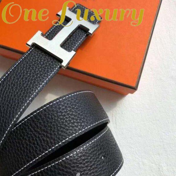 Replica Hermes Men Quizz Belt Buckle & Reversible Leather Strap 32 mm-Silver 4