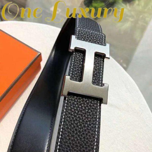 Replica Hermes Men Quizz Belt Buckle & Reversible Leather Strap 32 mm-Silver 6