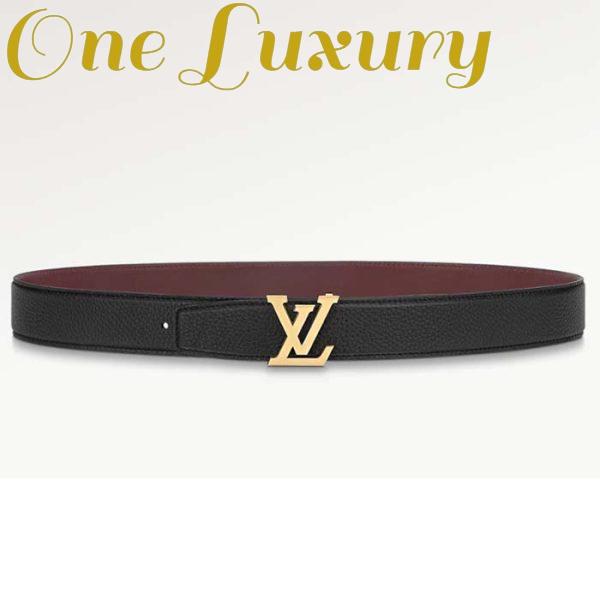 Replica Louis Vuitton Unisex LV Heritage 35 MM Reversible Belt Black Bordeaux Leather 2