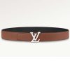 Replica Louis Vuitton Unisex LV Heritage 35 MM Reversible Belt Cognac Black Leather