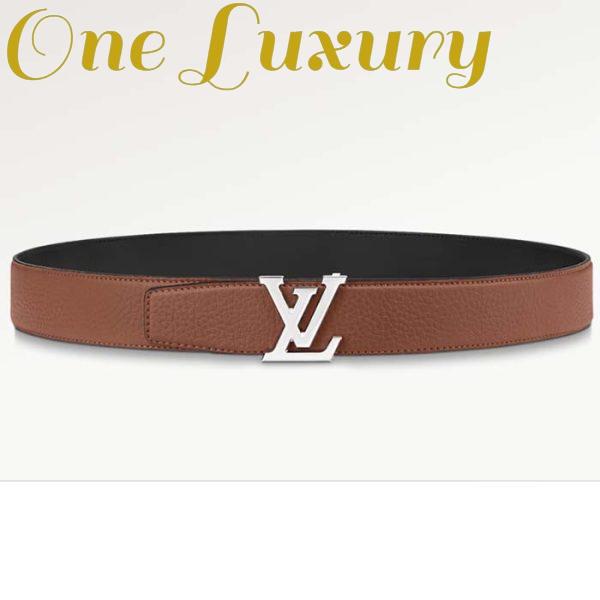 Replica Louis Vuitton Unisex LV Heritage 35 MM Reversible Belt Cognac Black Leather 2