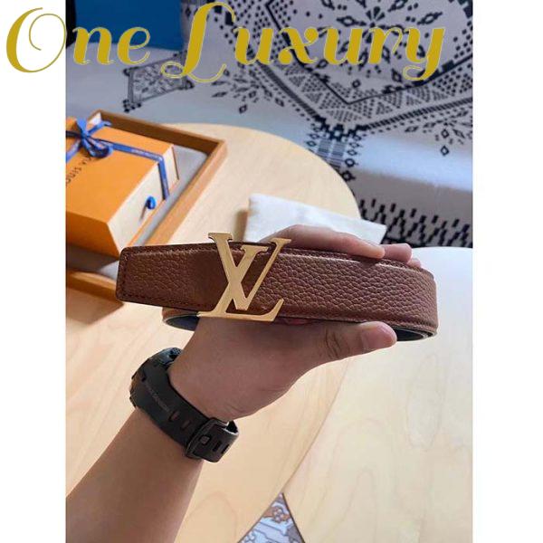 Replica Louis Vuitton Unisex LV Heritage 35 MM Reversible Belt Cognac Black Leather 3
