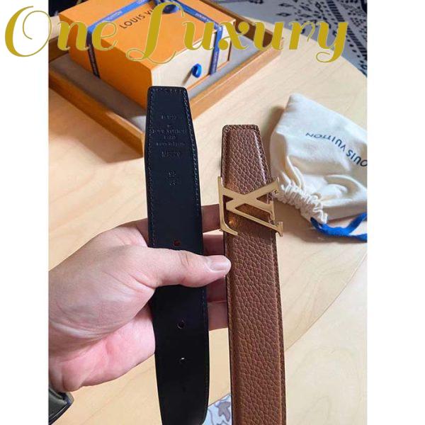 Replica Louis Vuitton Unisex LV Heritage 35 MM Reversible Belt Cognac Black Leather 8