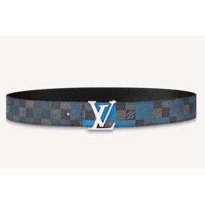 Replica Louis Vuitton Unisex LV Initiales 40 mm Reversible Belt Damier Graphite Canvas Calf-Blue 2