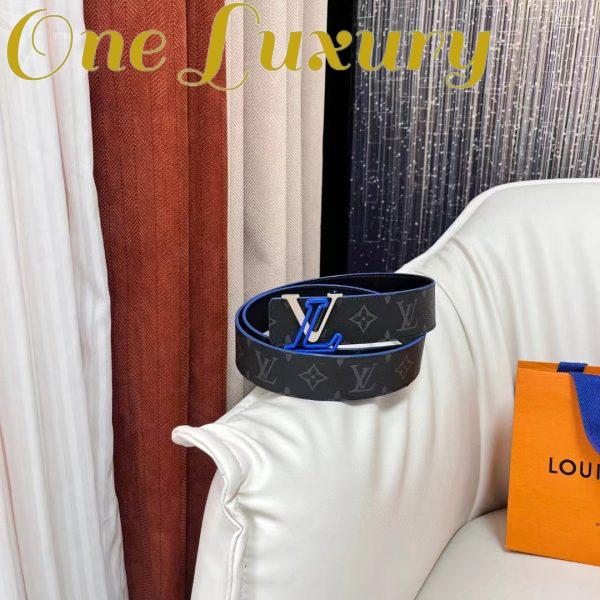 Replica Louis Vuitton Unisex LV Line 40mm Reversible Belt Blue Monogram Eclipse Noir Coated Canvas 4