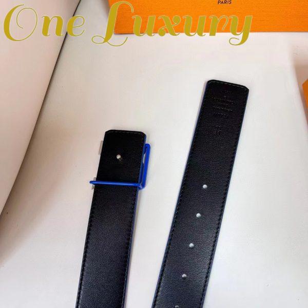 Replica Louis Vuitton Unisex LV Line 40mm Reversible Belt Blue Monogram Eclipse Noir Coated Canvas 11