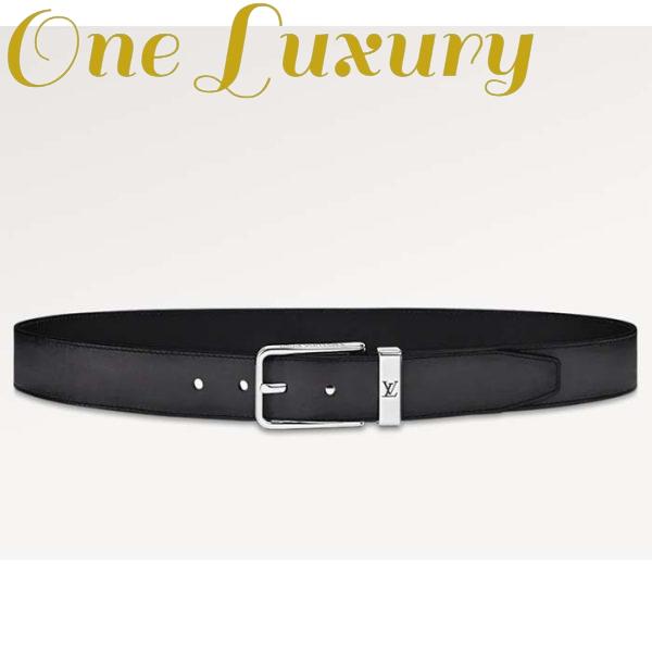 Replica Louis Vuitton Unisex LV Pont Neuf 35mm Belt Anthracite Gray Ombre Calf Leather 2