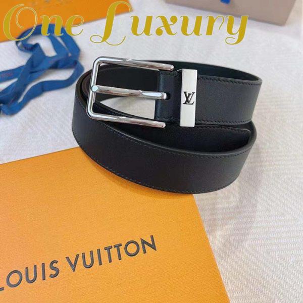 Replica Louis Vuitton Unisex LV Pont Neuf 35mm Belt Anthracite Gray Ombre Calf Leather 4