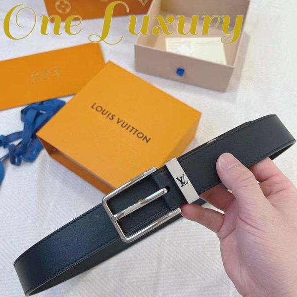 Replica Louis Vuitton Unisex LV Pont Neuf 35mm Belt Anthracite Gray Ombre Calf Leather 8