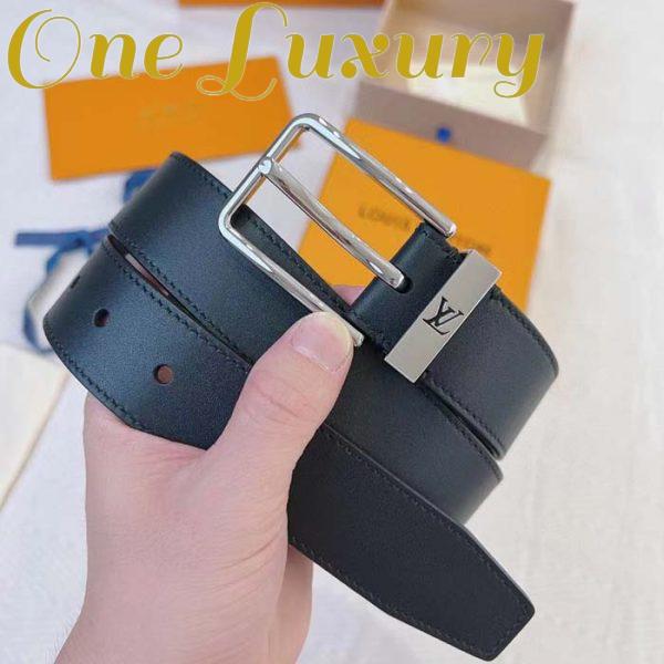 Replica Louis Vuitton Unisex LV Pont Neuf 35mm Belt Anthracite Gray Ombre Calf Leather 10