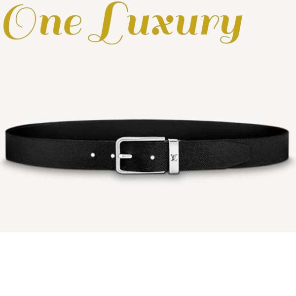 Replica Louis Vuitton Unisex Pont Neuf 35 mm Belt Taiga Calf Leather-Black