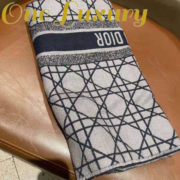Replica Dior Women Cannage Scarf Navy Blue and Gray Cashmere and Virgin Wool 4