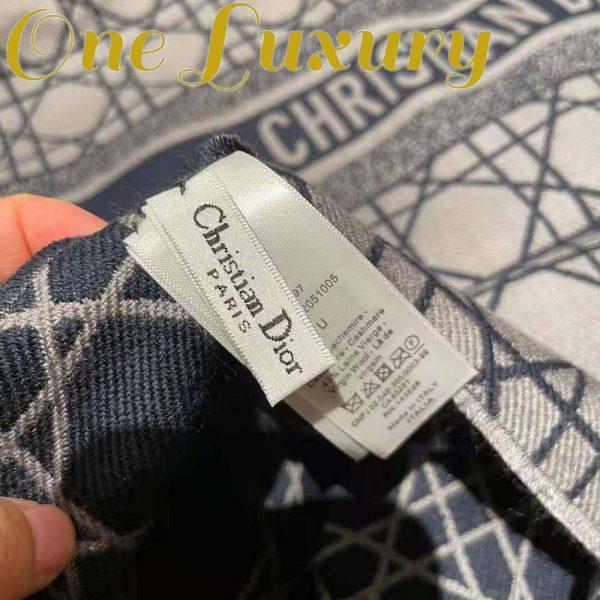 Replica Dior Women Cannage Scarf Navy Blue and Gray Cashmere and Virgin Wool 8