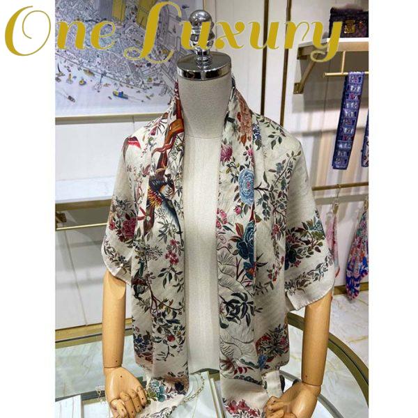 Replica Dior Women CD Dior Jardin D’Hiver 90 Square Scarf White Multicolor Silk Twill 6