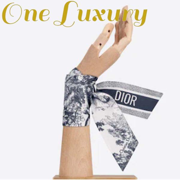 Replica Dior Women CD Toile De Jouy Sauvage Mitzah Scarf Ivory Navy Blue Silk Twill 9