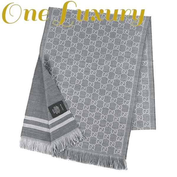 Replica Gucci Men GG Jacquard Pattern Knit Scarf with Fringe 3