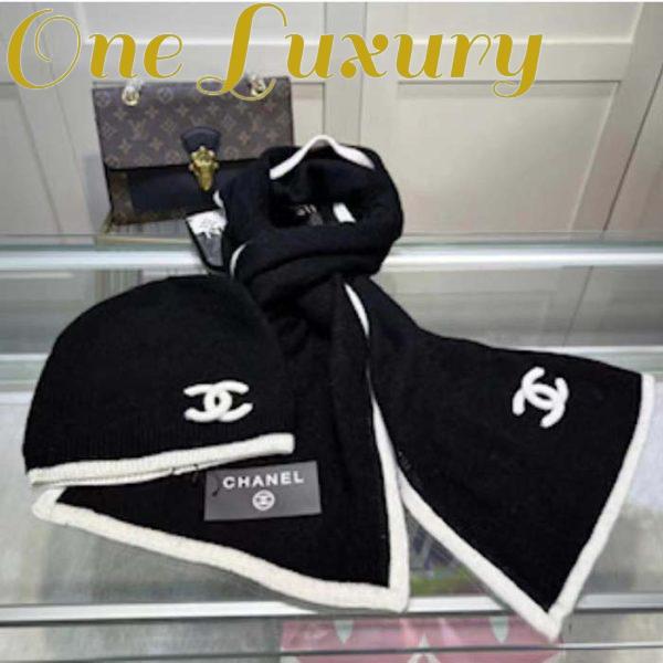 Replica Chanel Unisex CC A Set of Ahead Beanie Gloves Scarf White Black One Size 5