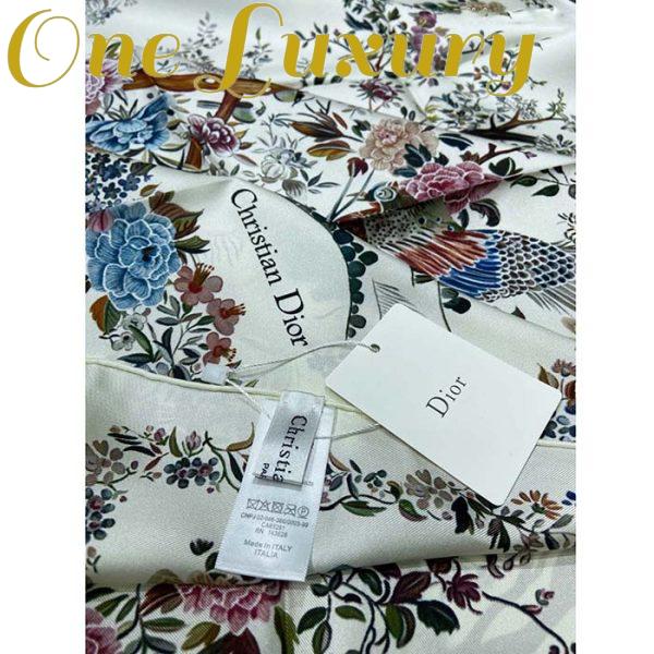 Replica Dior CD Women Jardin D’Hiver 90 Square Scarf White Multicolor Silk Twill 6