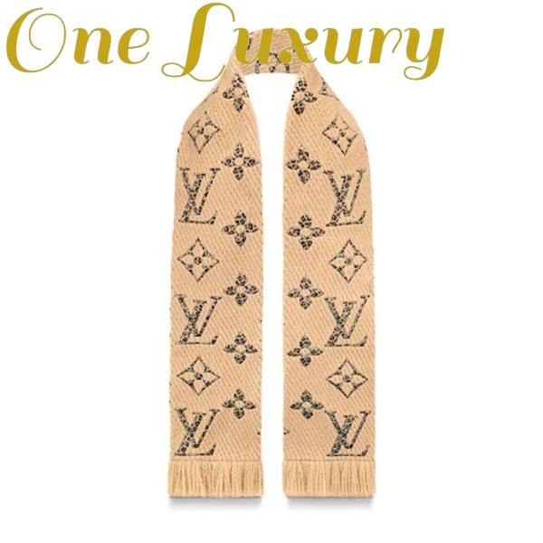 Replica Louis Vuitton LV Women Monogram Giant Jungle Logomania Scarf with Luxuriously Soft Wool-Sandy