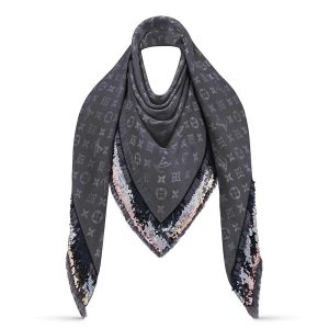 Replica Louis Vuitton LV Women Party Monogram Shawl Triangle Scarf with Luxurious Silk and Wool 2