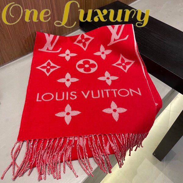 Replica Louis Vuitton LV Unisex Essential Scarf Red Wool Jacquard Weave Monogram Pattern 4