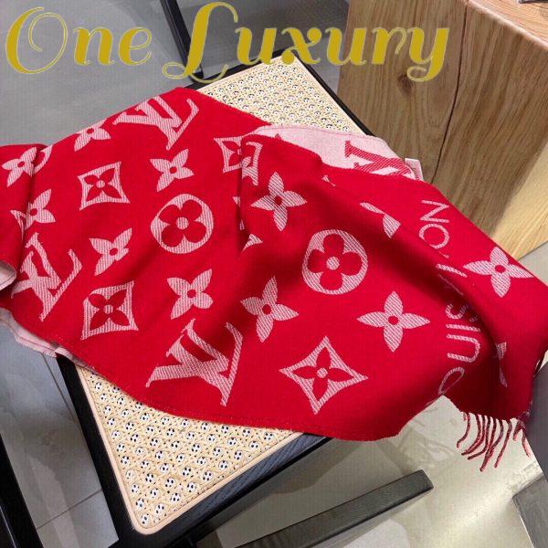 Replica Louis Vuitton LV Unisex Essential Scarf Red Wool Jacquard Weave Monogram Pattern 8