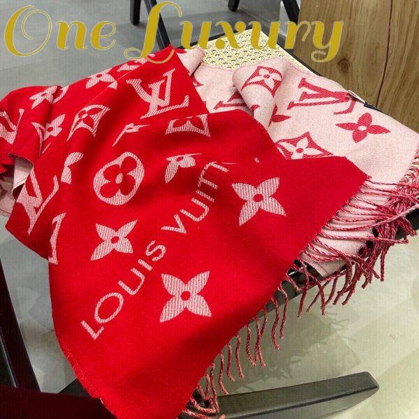 Replica Louis Vuitton LV Unisex Essential Scarf Red Wool Jacquard Weave Monogram Pattern 9