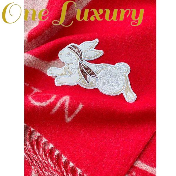 Replica Louis Vuitton LV Unisex Precious Rabbit Reykjavik Scarf Red Cashmere Monogram Flowers 6