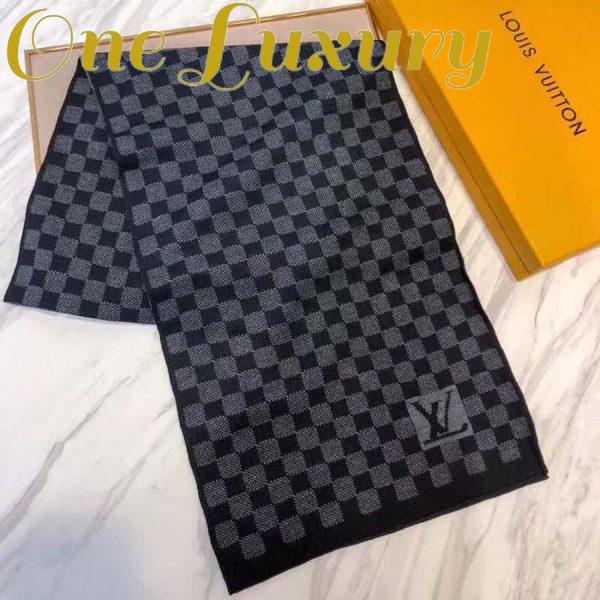Replica Louis Vuitton LV Men Petit Damier Scarf NM Wool-Black 5