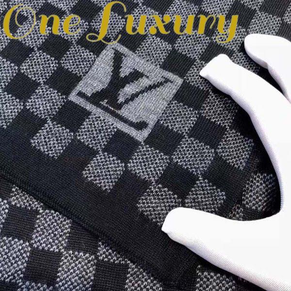Replica Louis Vuitton LV Men Petit Damier Scarf NM Wool-Black 8