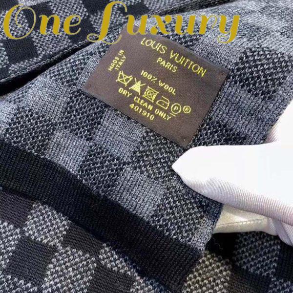 Replica Louis Vuitton LV Men Petit Damier Scarf NM Wool-Black 9