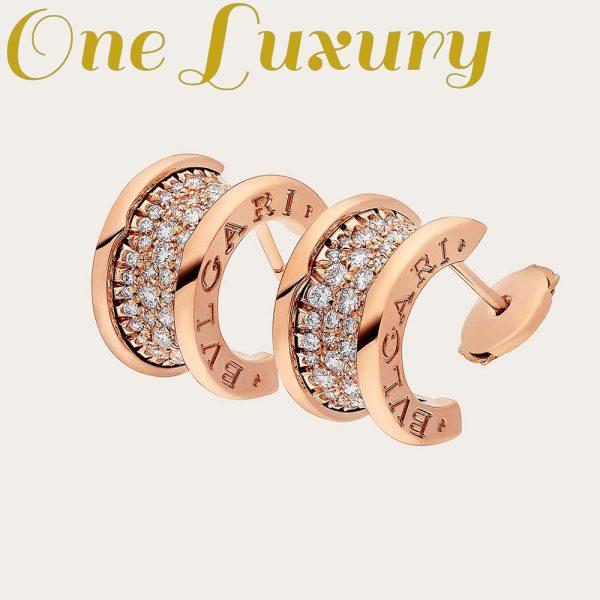 Replica Bvlgari Women B.zero1 Earrings in 18 KT Rose Gold Set with Pave Diamonds on the Spiral