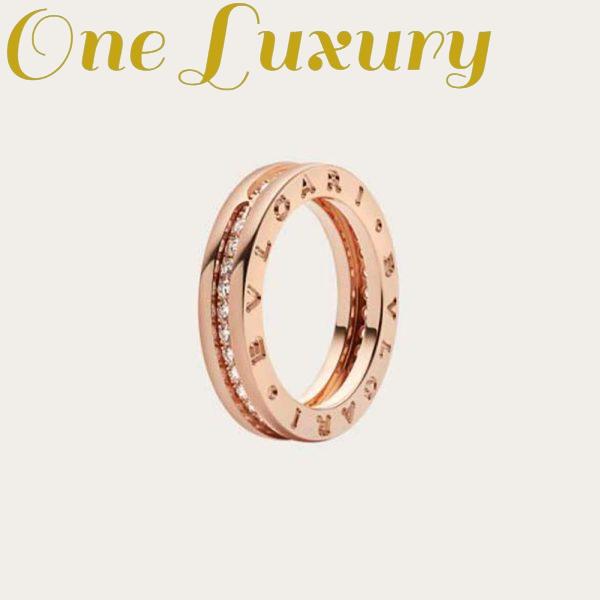 Replica Bvlgari Women B.zero1 One-Band Ring in 18 KT Rose Gold Set with Pave Diamonds on the Spiral 2