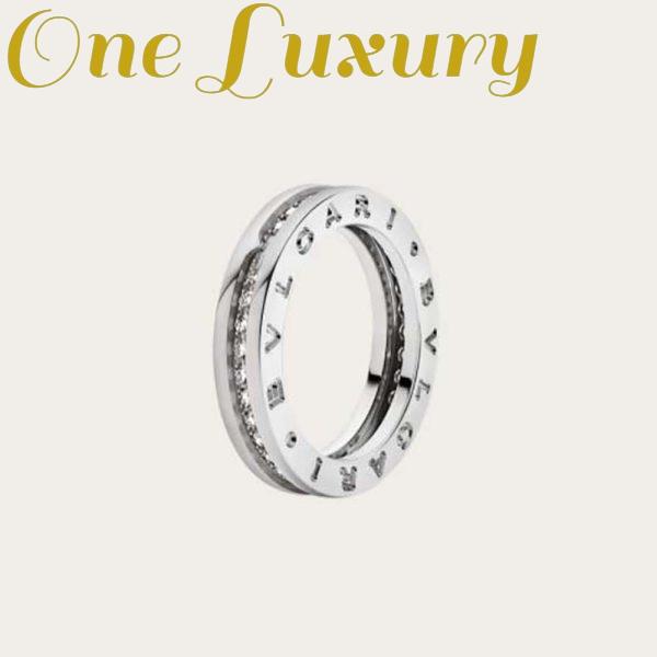 Replica Bvlgari Women B.zero1 One-Band Ring in 18 KT White Gold Set with Pave Diamonds on the Spiral