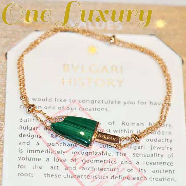Replica Bvlgari Women BVLGARI BVLGARI Gelati 18 KT Rose Gold Soft Bracelet-Green 3