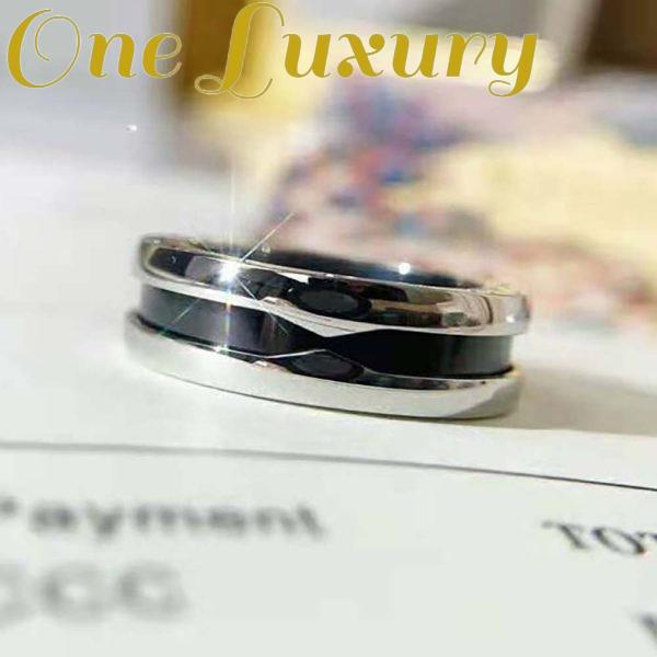 Replica Bvlgari Women Save the Children One-band Sterling Silver Ring with Black Ceramic 8