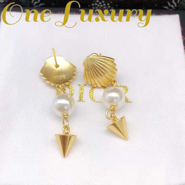 Replica Dior Women Sea Garden Earrings Gold-Finish Metal and White Resin Pearls 5