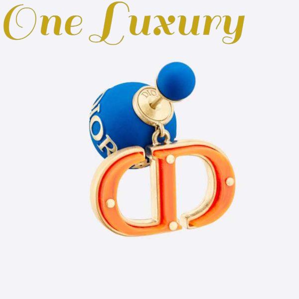 Replica Dior Women Tribales Earring Gold-Finish Metal with Fluorescent Blue Lacquer