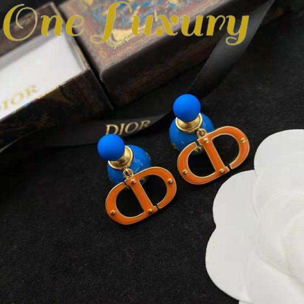 Replica Dior Women Tribales Earring Gold-Finish Metal with Fluorescent Blue Lacquer 3