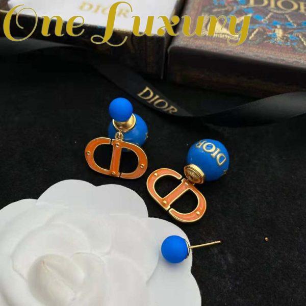 Replica Dior Women Tribales Earring Gold-Finish Metal with Fluorescent Blue Lacquer 4
