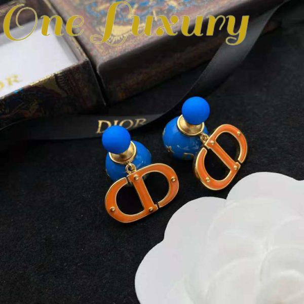 Replica Dior Women Tribales Earring Gold-Finish Metal with Fluorescent Blue Lacquer 5