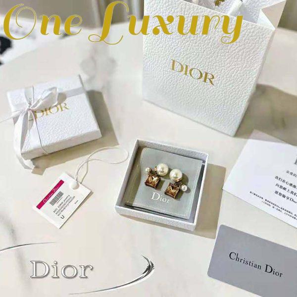 Replica Dior Women Tribales Earrings Antique Gold-Finish Metal with White Resin Pearls and Citrine 3