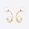 Replica Dior Women Tribales Earrings Gold-Finish Metal with White Resin Pearls